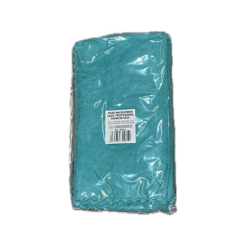 PAÑO MICROFIBRA PROFESIONAL 35X40 AZUL 12 UNIDADES - Proveedor Lavandería Industrial
